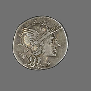 Denarius (Coin) Depicting the Goddess Roma, 144 BCE. Creator: Unknown