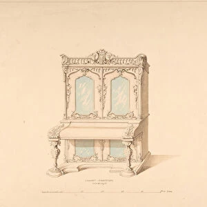 Design for Cabinet Pianoforte, Arabesque Style, 1835-1900. Creator: Robert William Hume