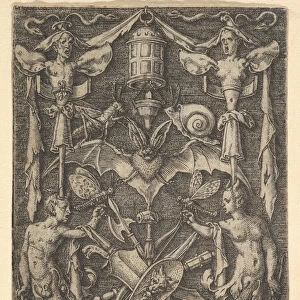 Design for a Candelabra Grotesque with a Bat in the Center, 1550
