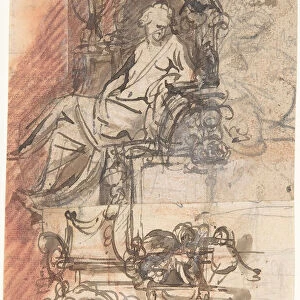 Design for a sepulchral monument with a seated female figure; verso