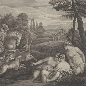 Diane et Acteon changeen Cerf, ca. 1742. Creator: Etienne Fessard
