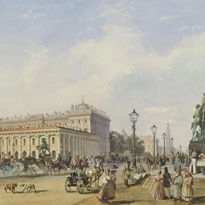 Die Anitschkow-Brucke in Sankt Petersburg, 1847. Artist: Bohnstedt, Ludwig Franz Karl (1822-1885)
