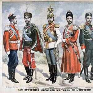 Different Russian military uniforms of the Emperor, 1896