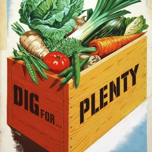Dig for Plenty, WWII poster, c1939-c1945. Creator: Mary Le Bon.<br> Dig for Plenty, WWII poster, c1939-c1945. Creator: Mary Le Bon Dig for Plenty, WWII poster, c1939-c1945. Creator: Mary Le Bon.<br> Dig for Plenty, WWII poster, c1939-c1945. Creator: Mary Le Bon