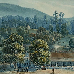 Dining Room and Stage Offices at White Sulphur Springs, 1832