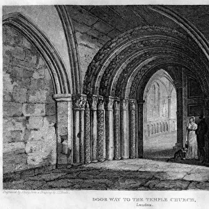 Doorway to the Temple Church, London, 1815. Artist: J Shury