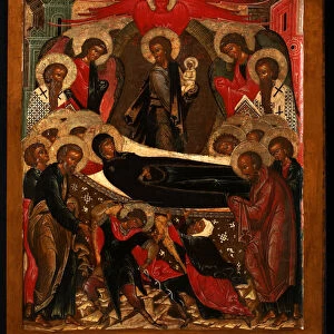 The Dormition of the Virgin, 1640s. Artist: Russian icon