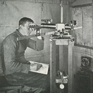 Dr. Simpson at the Unifilar Magnetometer, 1911, (1913). Artist: Herbert Ponting