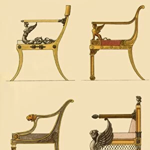 Drawing room chairs, 1808, (1946). Creator: Unknown