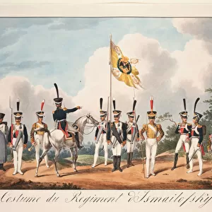 Dress uniforms of the Izmailovsky Regiment, 1818. Artist: Chiflard, Samuel Solomon (1786-1840)