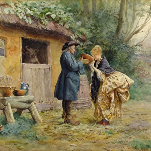 The Drink of Milk, 1882. Creator: Maurice Leloir