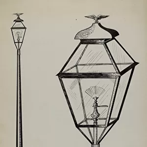 Eagle Lamp and Post, c. 1936. Creator: Florence Huston