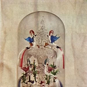 Early Victorian glass fountain with birds, mid 19th century, (1946). Creator: Unknown