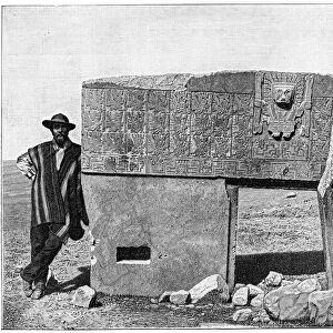 Eastern aspect of the monolithic gate of Akapana, Tiahuanaco, Bolivia, 1901