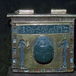 Egyptian gold pectoral with scarab