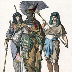 Egyptian king and male attendants, mid 19th century. Artist: Knilling