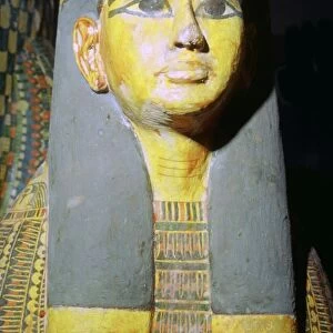 Egyptian painted wooden mummy board, 11th century BC