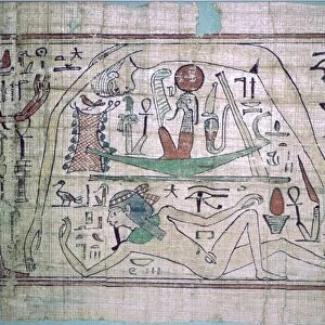 Egyptian papyrus showing an allegory of the cosmos