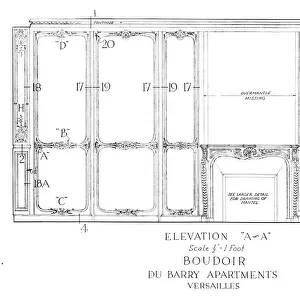 Elevation of the boudoir, Du Barry Apartments, Versailles, 1926