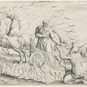 Elijah Ascends to Heaven, 1547. Creator: Augustin Hirschvogel (German, 1503-1553)
