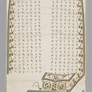 Embroidered Fabric for a Waistcoat Front, France, 1780s. Creator: Unknown