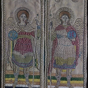 Detail from embroidered vestments of angels, 17th century