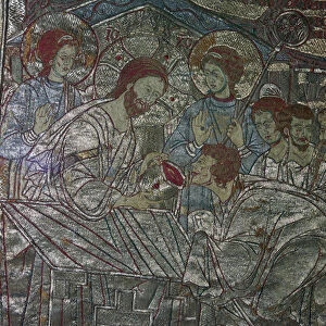Detail of embroidered vestments depicting the Last Supper, 14th century