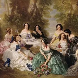 Empress Eugenie surrounded by her ladies in waiting, c1920. Artist: Arthur Leonard Cox