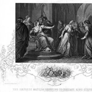 The Empress Matilda refusing to release king Stephen, 1141. Artist: J Rogers