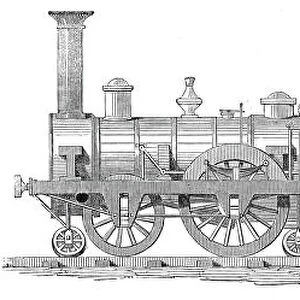 Engine, tender, and carriage - side view, 1845. Creator: Unknown