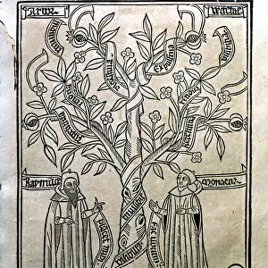Engraving of a tree in the work Arbor Scientiae (Science Tree) copy printed in