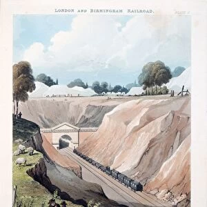 Entrance to the Tunnel at Watford, published 1837 (hand coloured engraving)