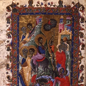 The Entry of Christ into Jerusalem (Manuscript illumination from the Matenadaran Gospel), 1286