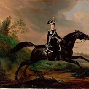 Equestrian Portrait of Grand Prince Alexander Nikolayevich (1818-1881), 1832. Artist: Kruger, Franz (1797-1857)