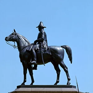 Equestrian statue of the first Duke of Wellington on Copenhagen, 19th century. Artist: Matthew Cotes Wyatt