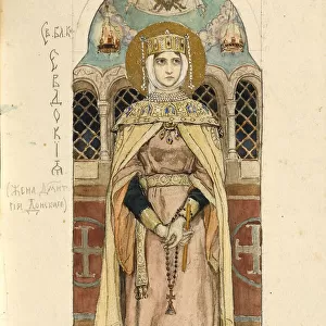 Eudoxia of Moscow (Study for frescos in the St Vladimirs Cathedral of Kiev), 1884-1889. Artist: Vasnetsov, Viktor Mikhaylovich (1848-1926)