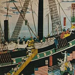 European Ships in a Japanese Harbour, c1860