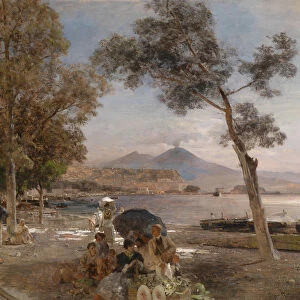 Evening mood at the Bay of Naples, 1888. Artist: Achenbach, Oswald (1827-1905)