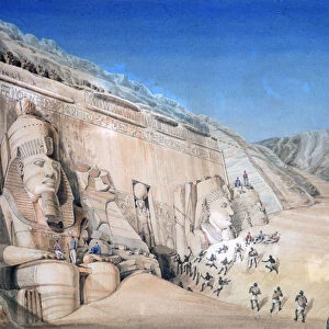 Excavation of the Great Temple of Ramesses II, Abu Simbel, 1819. Artist: Louis M. A. Linant de Bellefonds