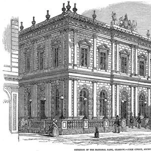 Exterior view of the National Bank, Glasgow, Scotland, c1850
