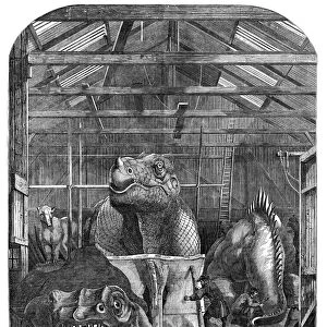 The Extinct Animals model room at Crystal Palace, Sydenham, 1853