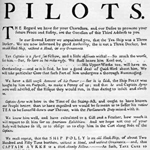 Facsimile of the proclamation about the tea ship, 1773 (c1880)