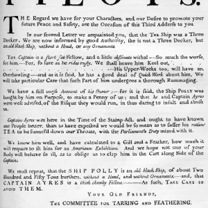 Facsimile of the proclamation about the tea ship, 1773 (c1880)