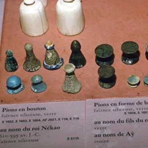 Faience, Glass and Ivory Playing Pieces from Egyptian Tombs, circa 1500 BC