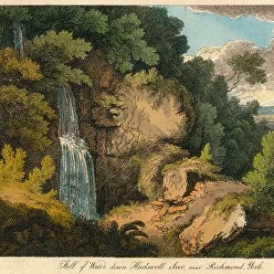 Fall of Water down Hudswell Scar, near Richmond, York, 19th century? Creator: Unknown
