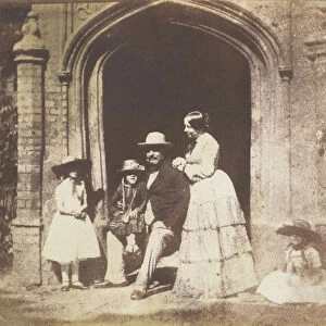 Family Group Portrait Posed in Doorway, late 1840s. Creator: Calvert Jones