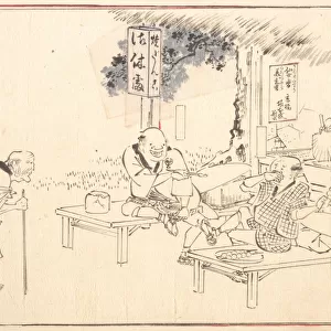 The Famous Practical Jokers Yajirobei at a Wayside Restaurant, ca. 1840. ca. 1840. Creator: Ando Hiroshige