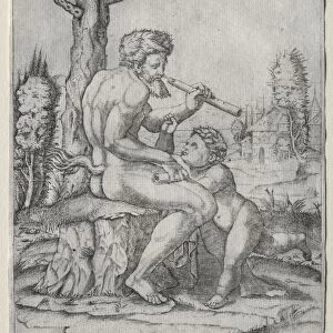Faun and Child, c. 1509. Creator: Marcantonio Raimondi (Italian, 1470 / 82-1527 / 34)