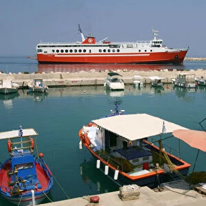 Ferry entering the harbour of Poros, Kefalonia, Greece
