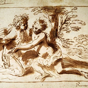 Two Figures in a Landscape, 17th century. Artist: Pier Francesco Mola